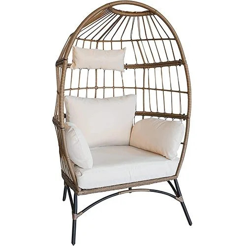 Luckyberry Wicker Egg Chair Rattan Chair Brown, Outdoor Patio Porch Lounge… - Walmart.com | Walmart (US)