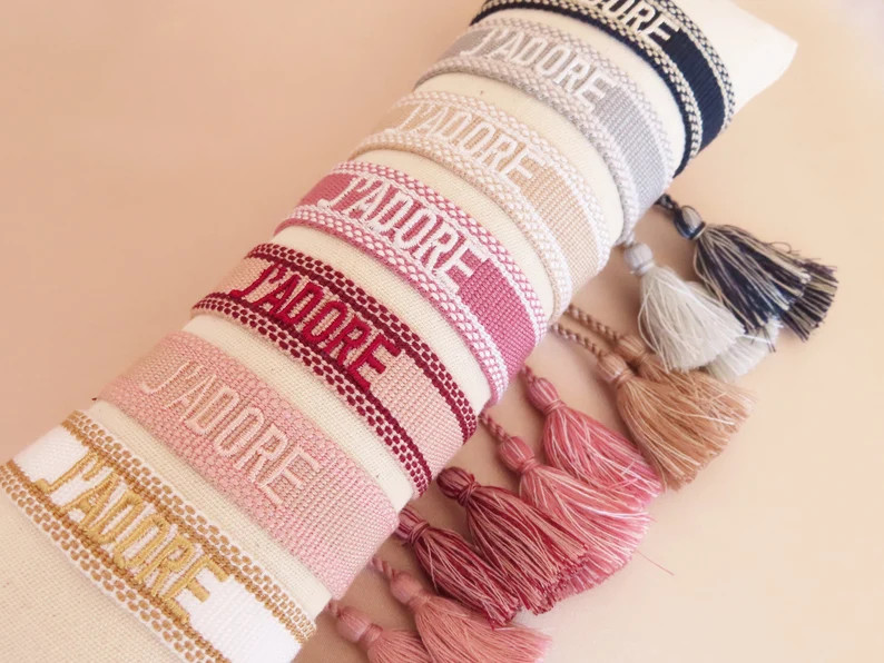 Woven Friendship Bracelet, J'adore Bracelet, Gift For Women, Handmade Jewelry, Canvas Bracelet, B... | Etsy (US)