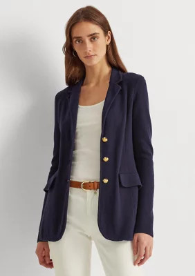 Lauren Ralph Lauren Women's Sweater Knit Blazer, Navy Blue, Small | Belk