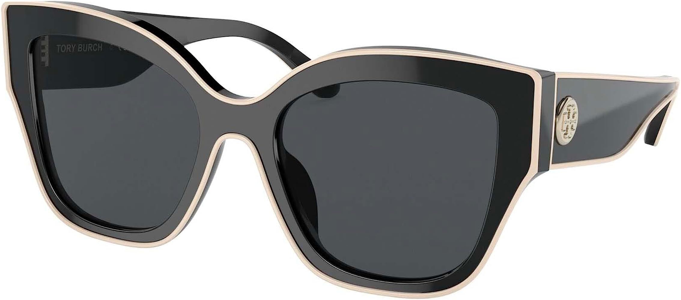 Tory Burch Sunglasses TY 7184 U 192987 Black With Ivory Piping | Amazon (US)