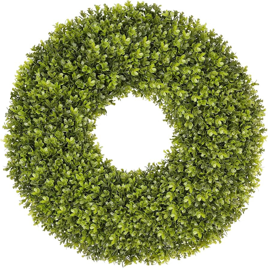 DDHS 24''Boxwood Wreaths for Front Door，Artificial Spring Wreaths for Farmhouse Wedding Green Y... | Amazon (US)