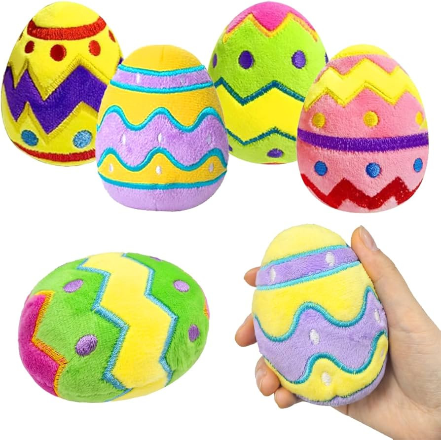4 Pcs Easter Plush Eggs Basket Goodie Bags Stuffers Plushies Playset Basket Fillers Toys for Kids... | Amazon (US)