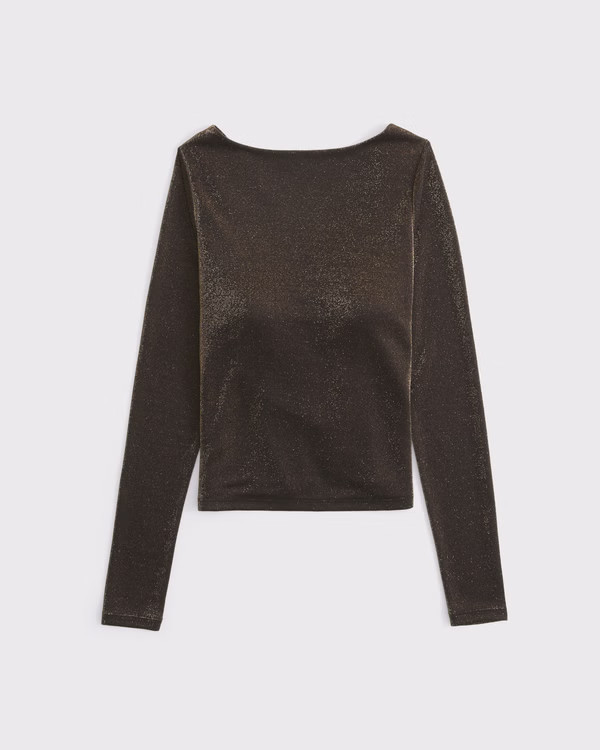 Bra-Free Lurex Cowl-Back Hardware Top | Abercrombie & Fitch (US)