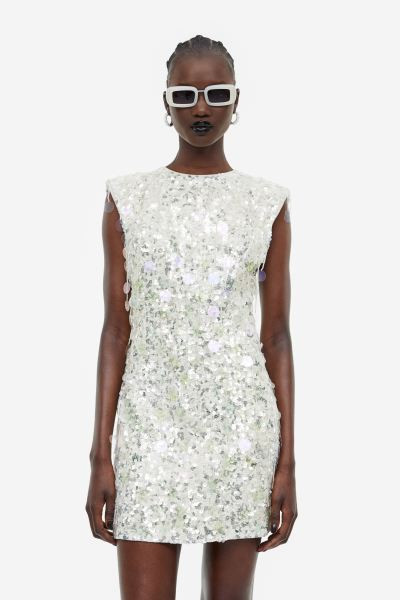 Sequined Linen-blend Mini Dress | H&M (US + CA)