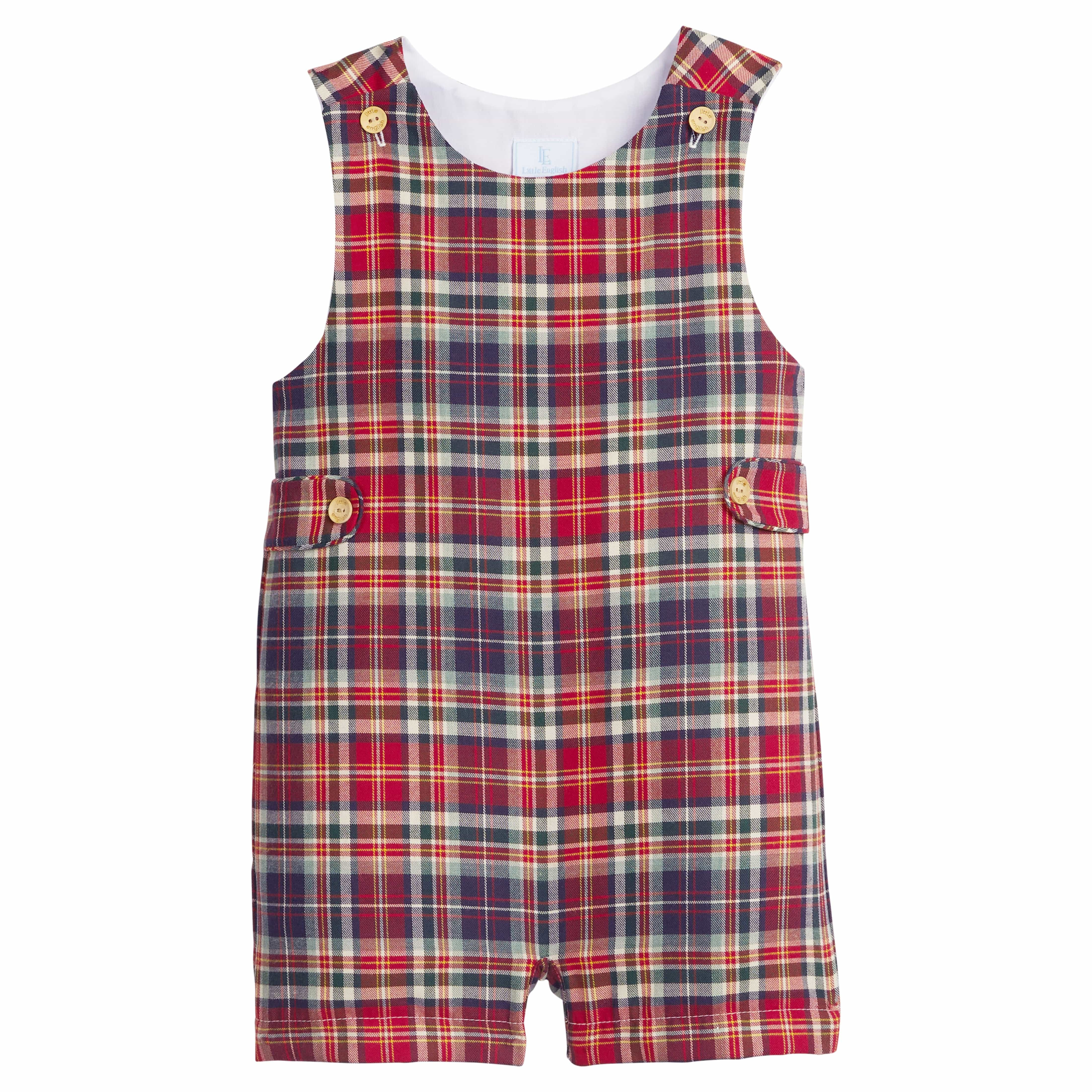 Boy's Button Tab John John - Middleburg Plaid | Little English | Little English
