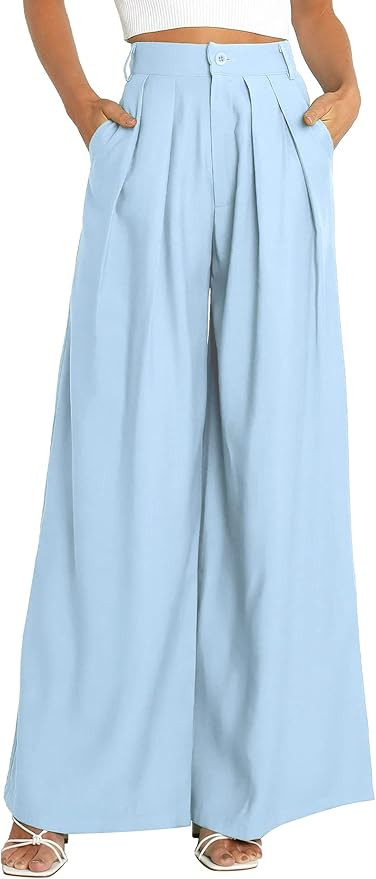 Women's High Waist Casual Wide Leg Palazzo Pants, Dress Pants for Women, Work Pants with Pockets ... | Amazon (US)