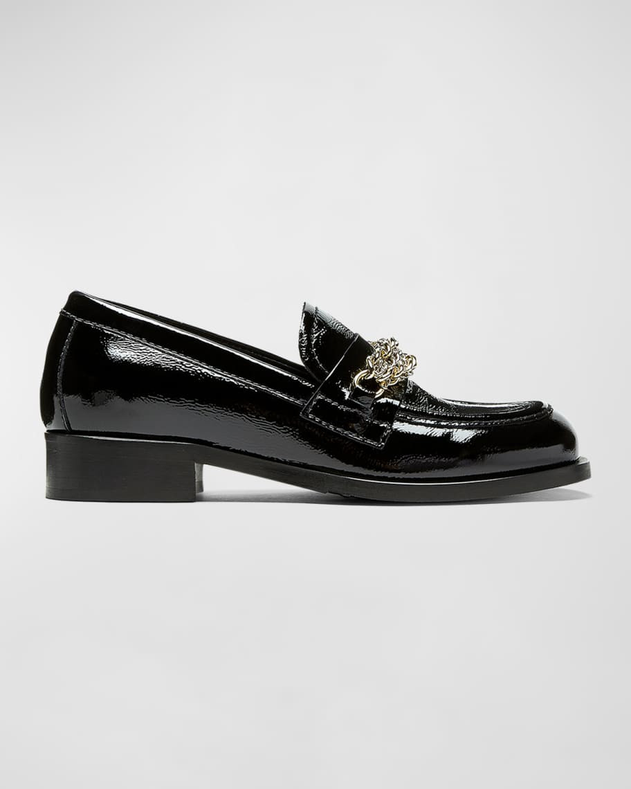 La Canadienne Dalilah Patent Chain Slip-On Loafers | Neiman Marcus