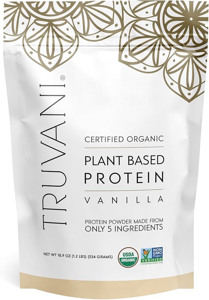 Truvani Vegan Pea Protein Powder | Vanilla | 20g Organic Plant Based Protein | 18 Servings | Keto... | Amazon (US)