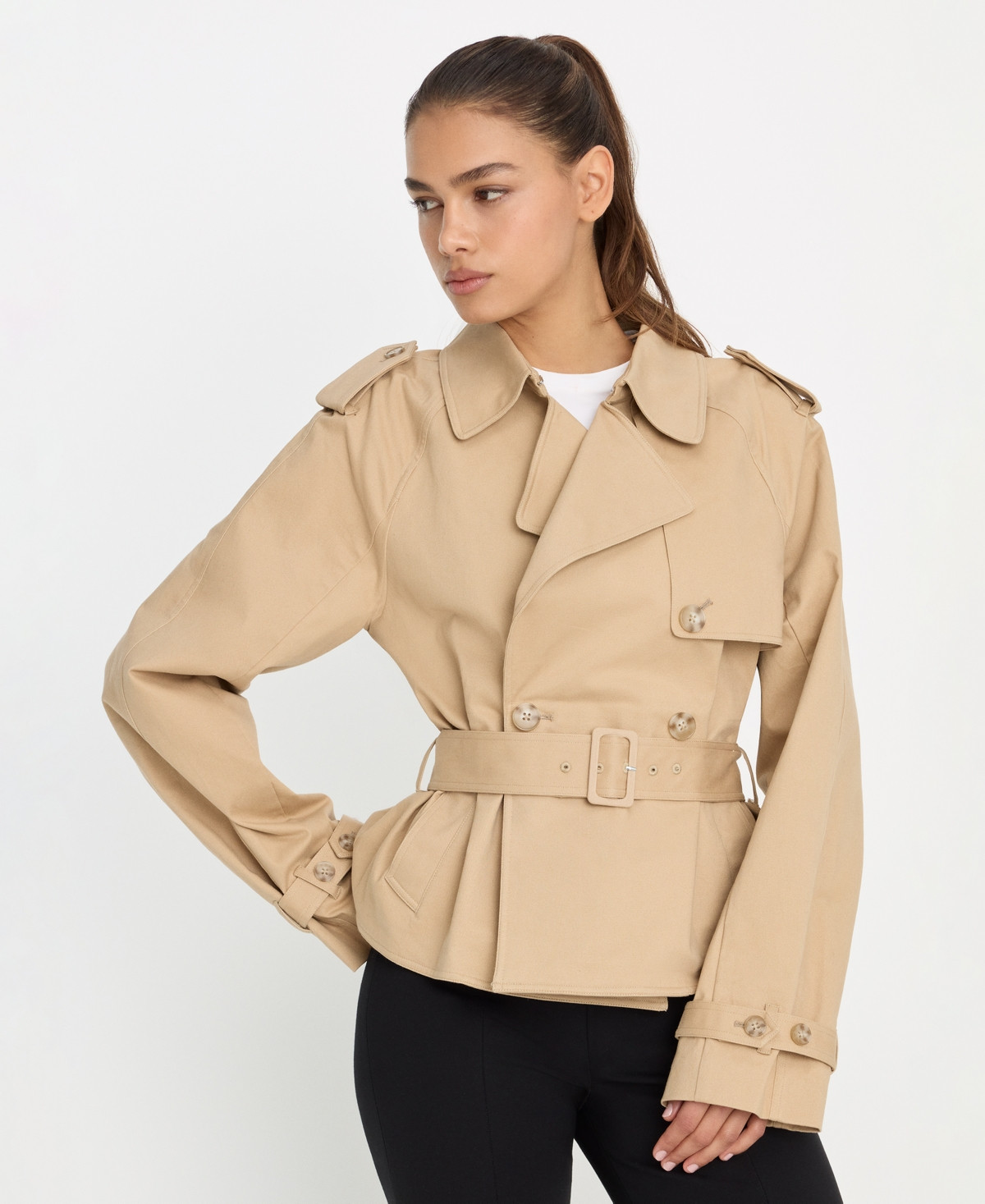 Good American Women's Cropped Trench Jacket - Beige | Macy's