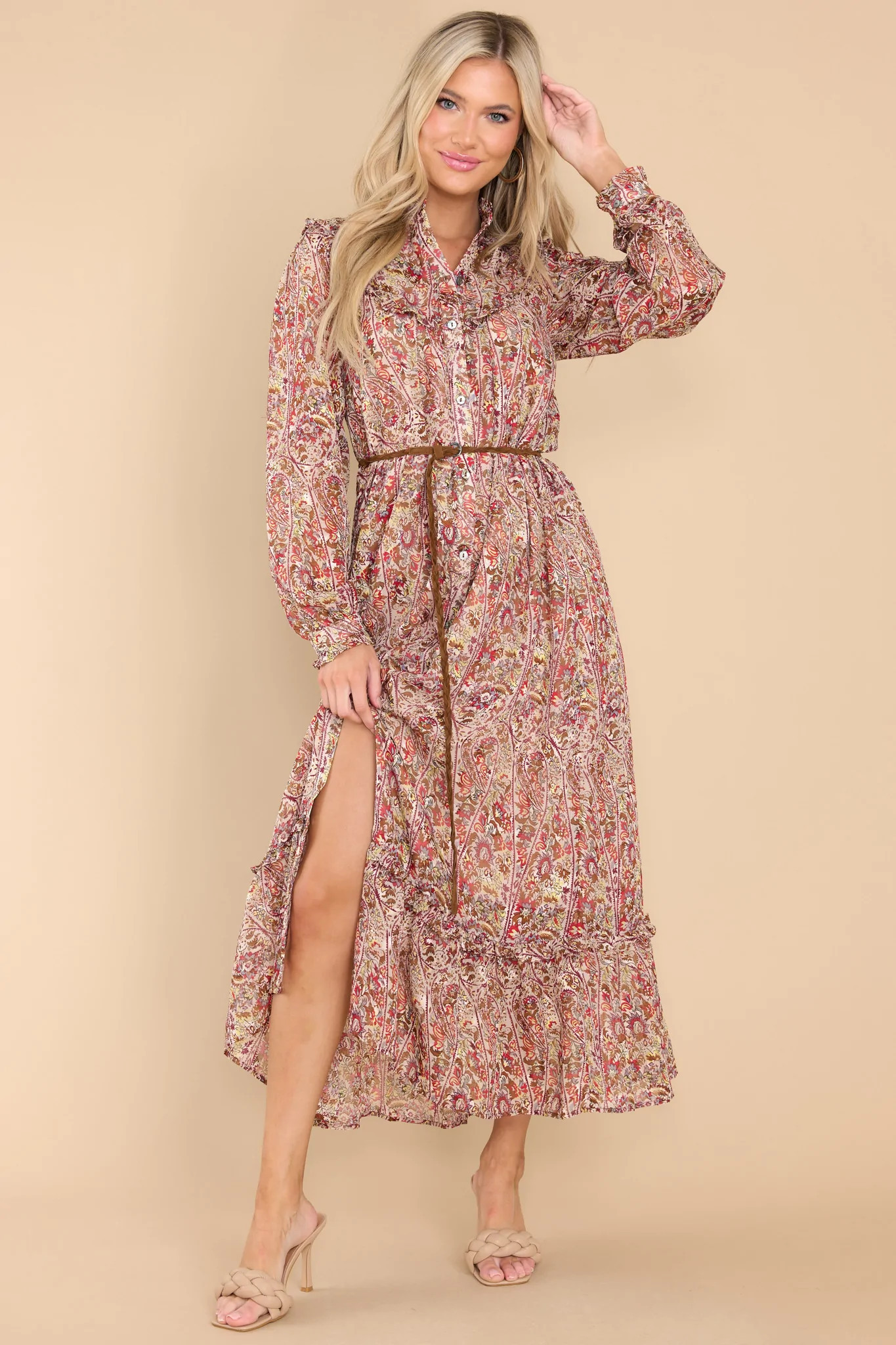 She's Lovely Ivory Multi Print Maxi Dress | Red Dress 