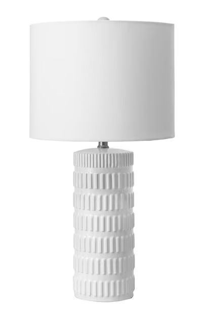 White 25-inch Tangela Ridged Ceramic Table Lamp | Rugs USA