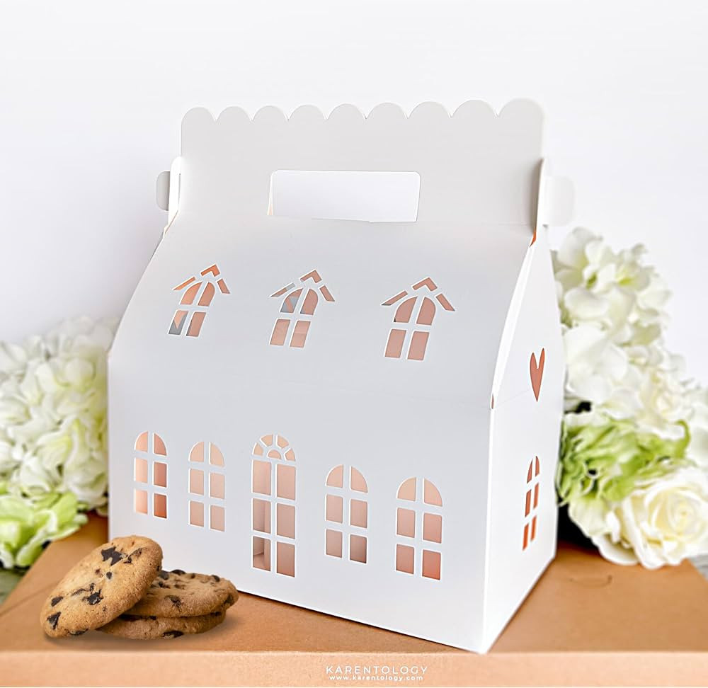 10 Pcs Large Mansion House Shaped Gift Boxes for Treats, Dessert, Fancy Cookie, White Gable Baker... | Amazon (US)