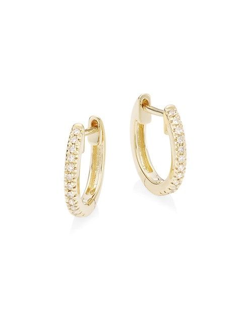 14K Gold & Diamond Huggie Hoop Earrings | Saks Fifth Avenue