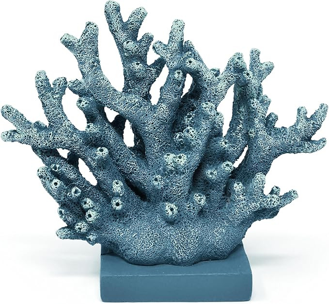 Gift Boutique Blue Coral Decor Coastal Tabletop Sculpture Nautical Beach House Accent Resin Ocean... | Amazon (US)