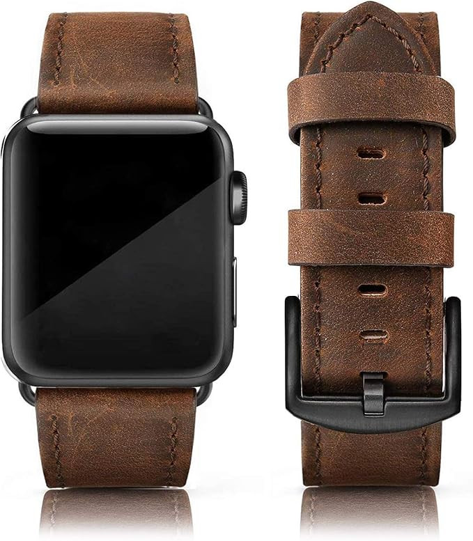 EDIMENS Leather Bands Compatible with Apple Watch 46mm 45mm 44mm 42mm(Series 1 2 3) Band Men Wome... | Amazon (US)