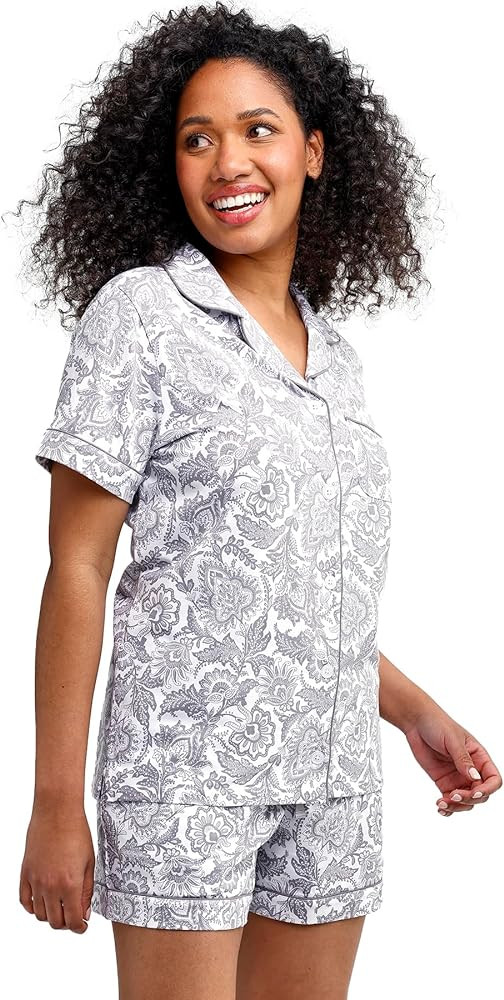 Vera Bradley Women's Cotton Pajama Set Sleeve Button-up Shirt and Shorts (Extended Size Range) | Amazon (US)
