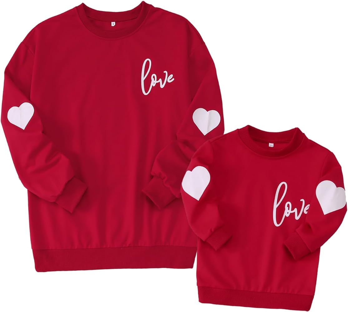 Ritatte Mommy and Me Valentine's Day Sweatshirt Love Heart Graphic Pullover Family Matching Outfi... | Amazon (US)