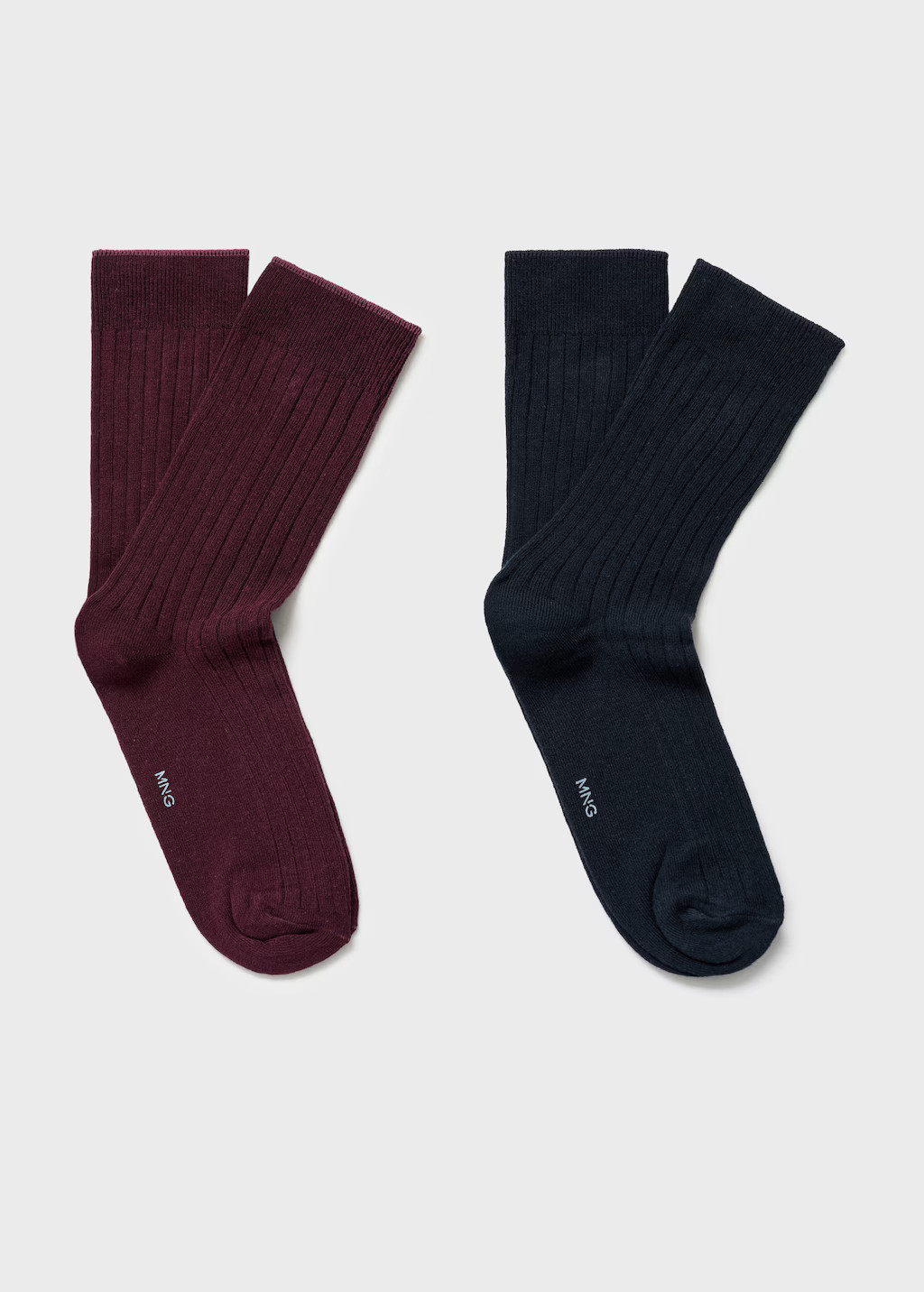 Pack of 2 ribbed cotton socks burgundy - Man - 9-11½ - MANGO MAN | Mango (US/MX/AU)