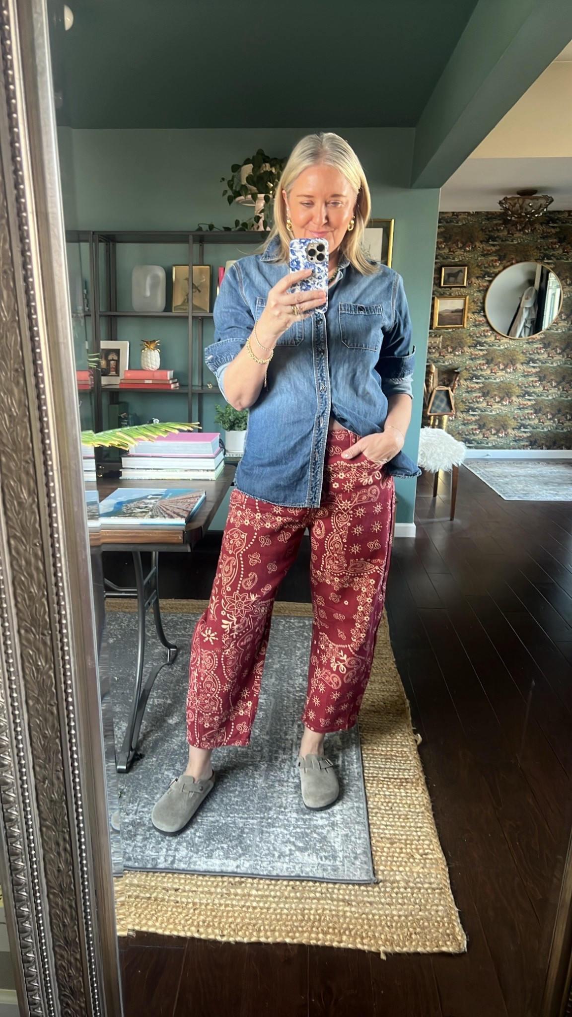 Cute pants that are a look for less!!
Wearing a large for a looser fit and more length! 
Denim shirt OLD linked similar! 

#LTKootd #LTKOver40 #LTKdayinmylife