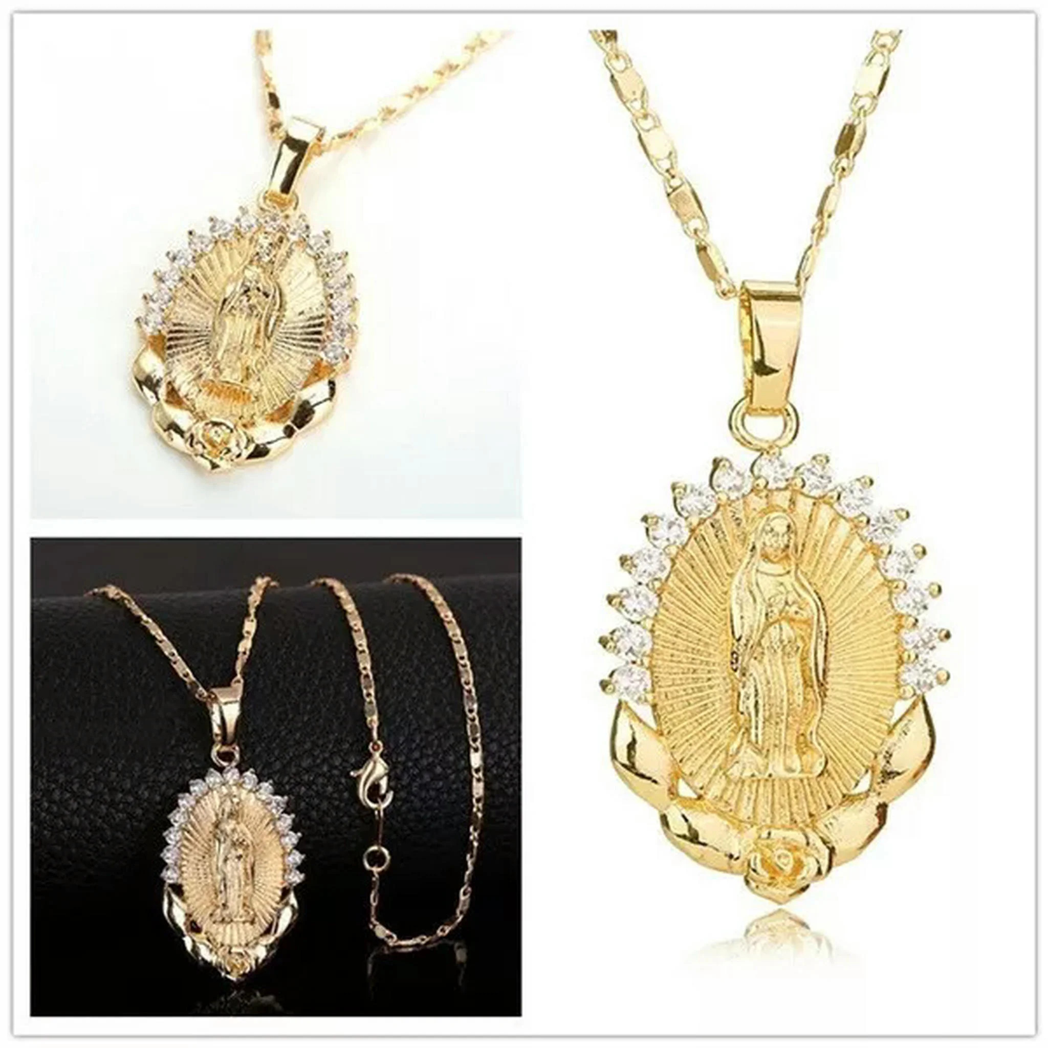 HOOUN 14k Gold Filled God Mother Virgin Mary Blessed Holy Crystal Pendant Necklace 18" | Walmart (US)