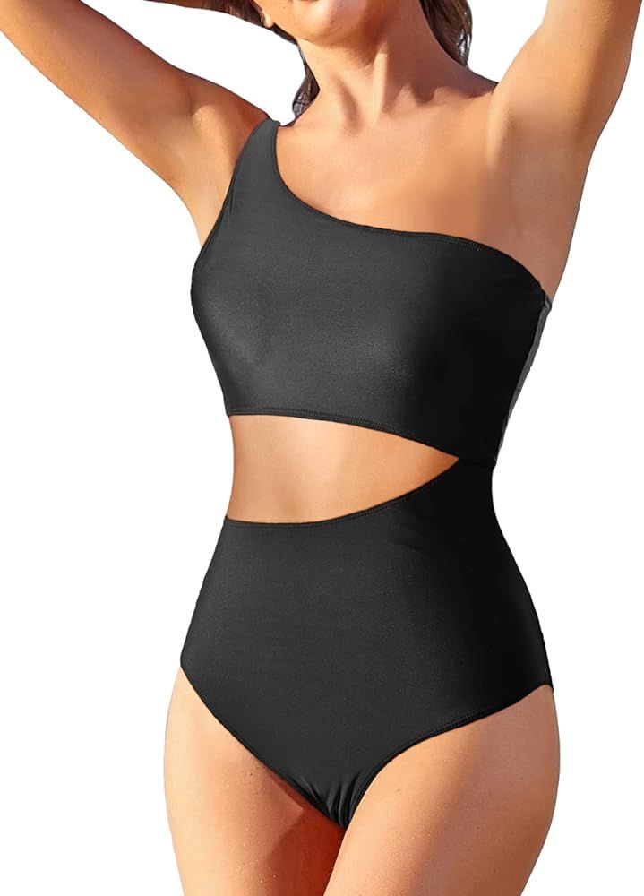 Yonique Women's One Piece Bathing Suit One Shoulder Swimsuit Cutout Swimwear Monokini | Amazon (US)