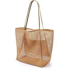 KALIDI Beach Mesh Tote Bag, Casual Tote Bag Hobo Women Foldable MAX 23L Shoulder Bag For Beach Pi... | Amazon (US)