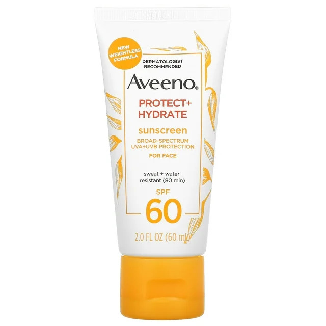 Aveeno, Protect + Hydrate, Sunscreen, For Face, SPF 60, 2 fl oz (60 ml) | Walmart (US)