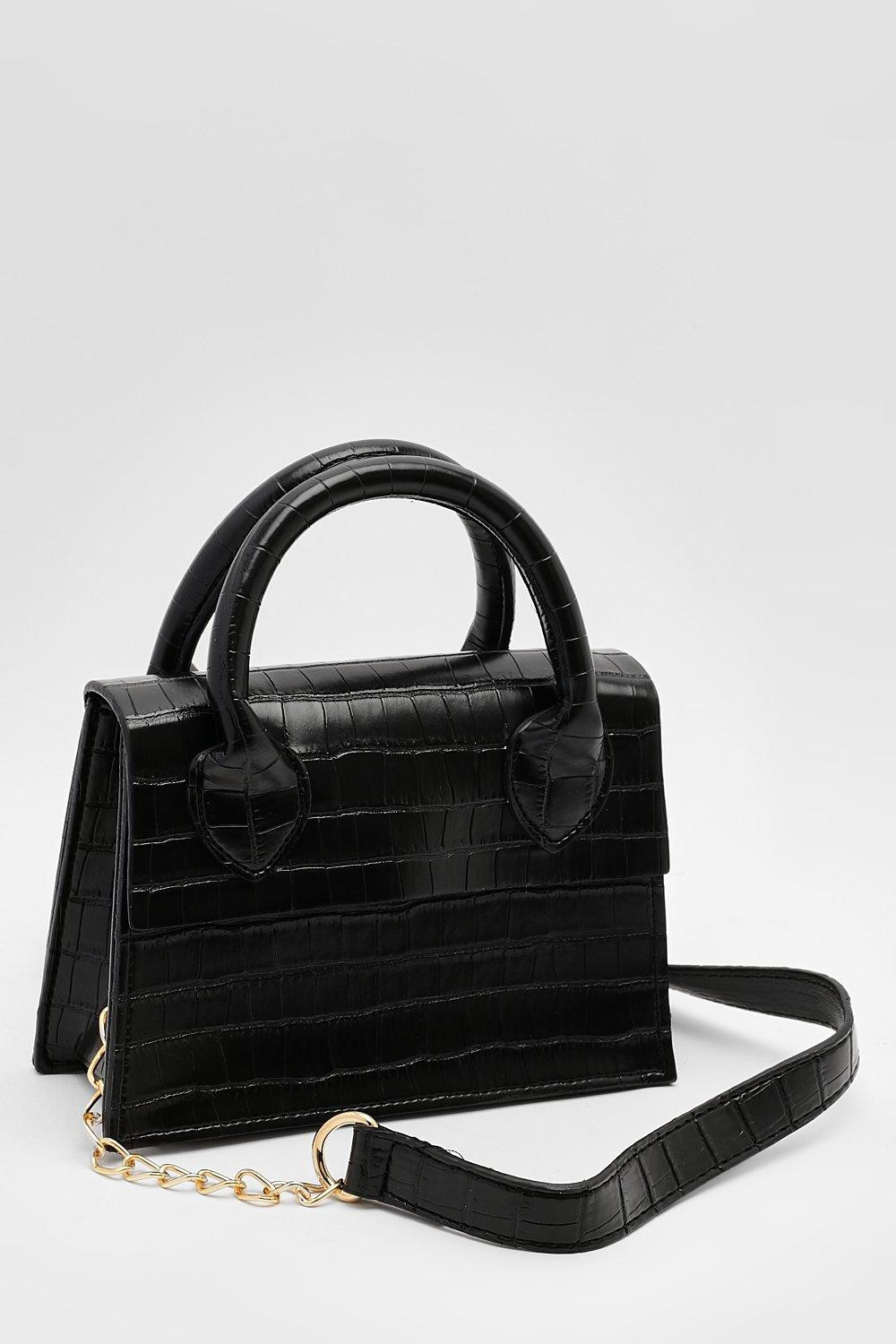 Womens Patent Croc Cross Body Bag - Black - One Size | Boohoo.com (US & CA)