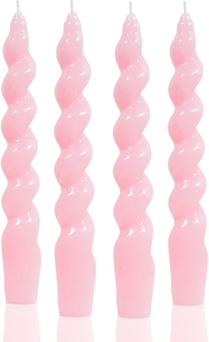 MAITREYA Pink Spiral Taper Candles - Handmade Twisted Conical Candles, Set of 4 for Decoration, W... | Amazon (US)