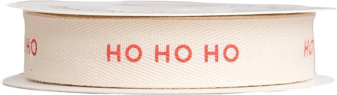 Custom Herringbone Cotton Ribbon, Natural 5/8 Inch Gift Ribbon with Ho Ho Ho Printed Phrase, 10 Y... | Amazon (US)