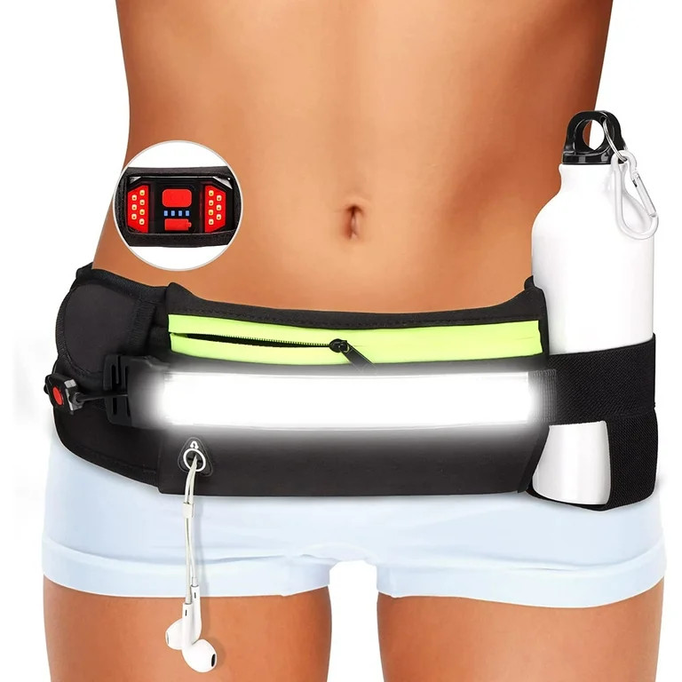 Waist Bag Light, 230 Rechargeable Night Running Light Running Belt Light with Water Bottle Holder | Walmart (US)