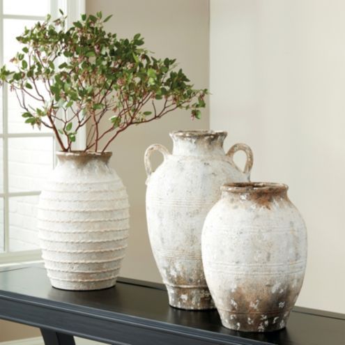 Emelia Terracotta Vase Assortment in White and Brown | Ballard Designs, Inc.