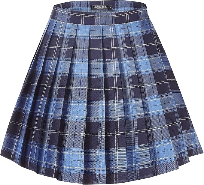 Urban CoCo Womens Uniforms Plaid Pleated Mini Skirt | Amazon (US)