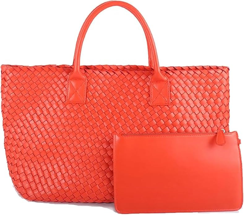 Woven Tote Bag For Women With Small Purse, Large Vegan Leather Bucket Bag, Knotted Handbag Shoppe... | Amazon (US)