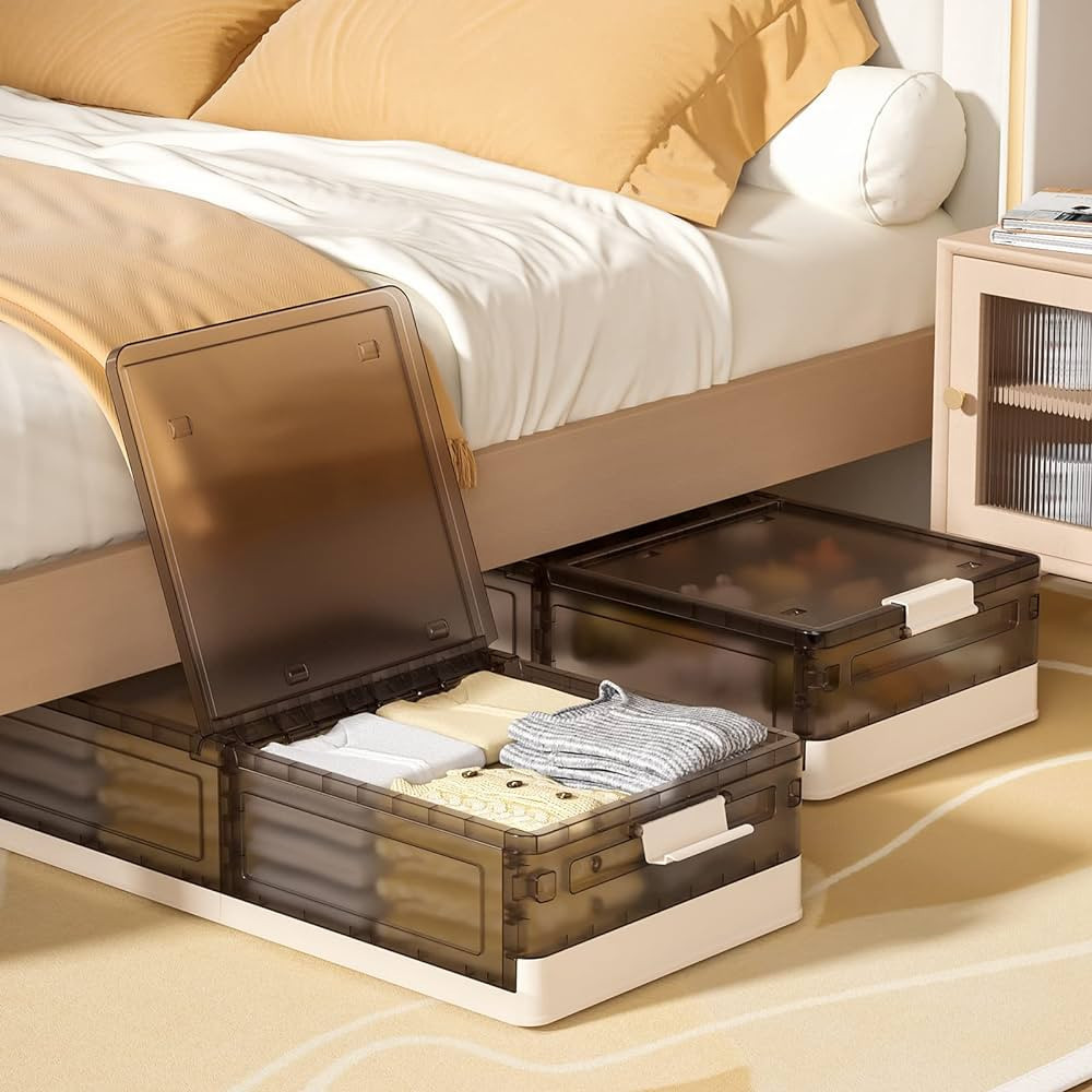 Under Bed Storage Containers, Stackable Under Bed Rolling Storage Plastic Containers, 11.5Gal Sto... | Amazon (US)