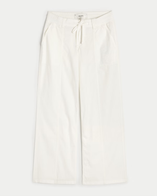 Ultra Low-Rise Poplin Baggy Pants | Hollister (US)