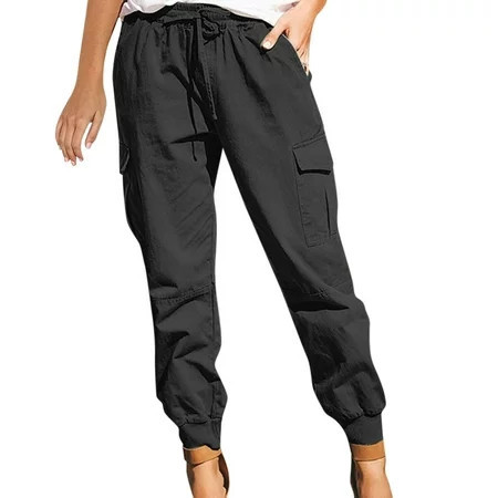 njshnmn Pants For Women Women s High Waist Slim Fit Jogger Cargo Pants Women s Casual Pants Black XXXXL | Walmart (US)