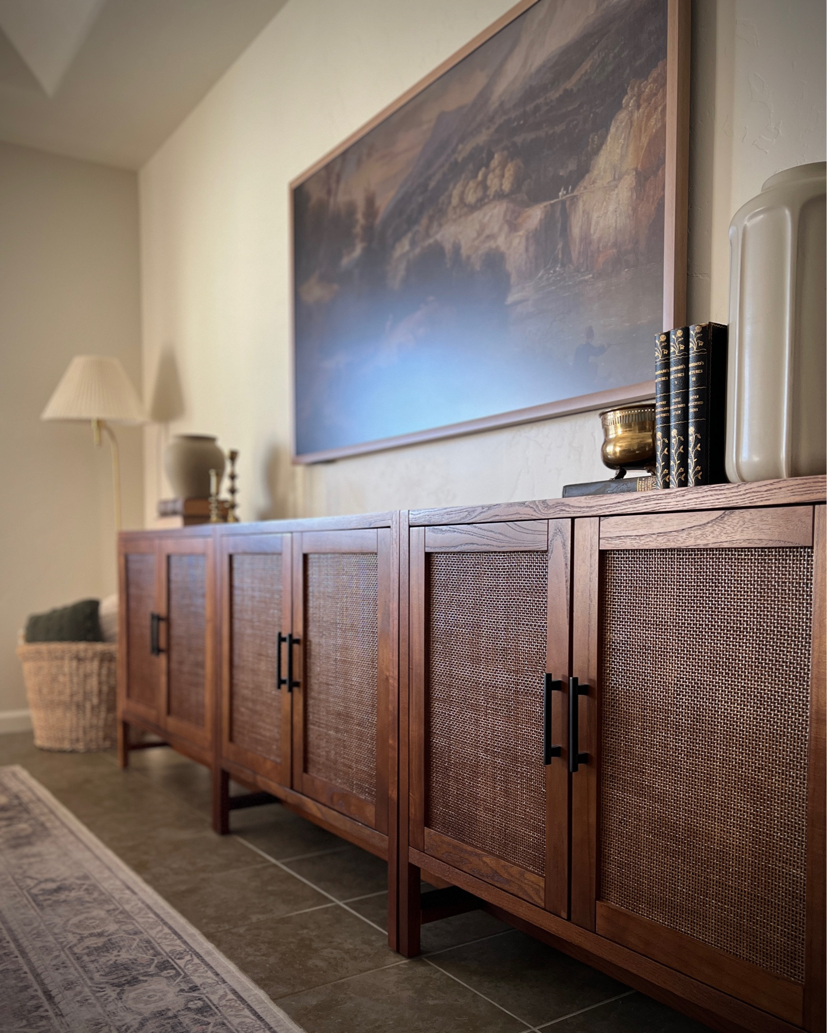 New living room sneak peek 👀

neutral warm brown rattan cabinets living room canvas frame art tv console vintage home decor ideas

#LTKHome