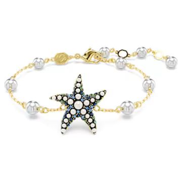 Idyllia bracelet, Crystal pearls, Starfish, Multicolored, Gold-tone plated by SWAROVSKI | SWAROVSKI