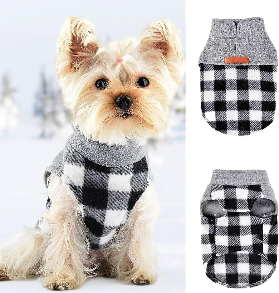 Dog Sweaters for Small Dogs Girl Boy, Stretch Fleece Pet Dog Clothes with Leash Hole, Fall Winter... | Amazon (US)