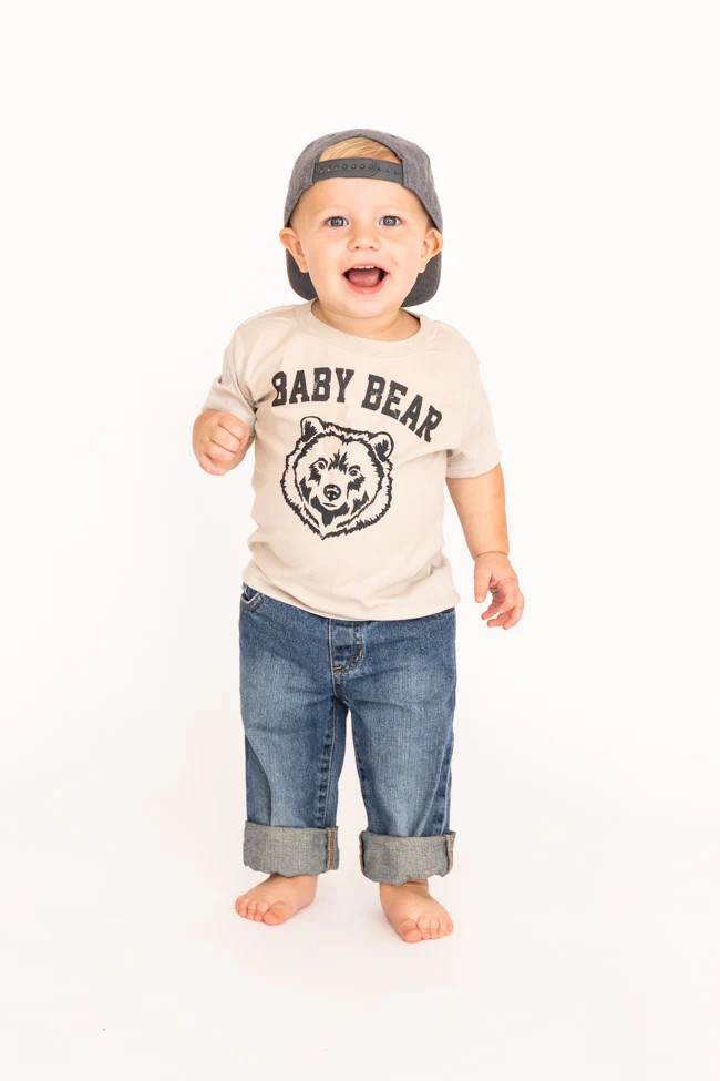 Baby Bear Toddler Graphic Heather Dust Tee | Pink Lily