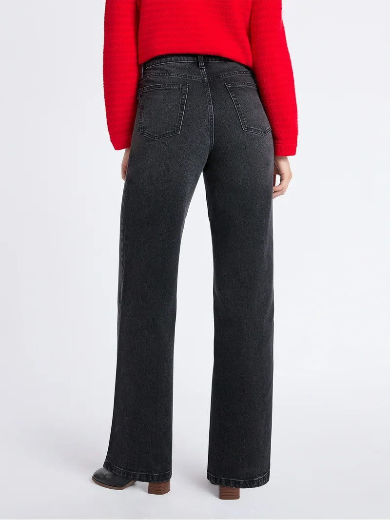 Free Assembly Women's High Rise Full Length Wide Leg Jeans, 30" Inseam, Sizes 0-26W | Walmart (US)