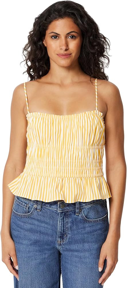 Amazon Essentials Women's Regular-Fit Smocked Cotton Stretch Poplin Tank | Amazon (US)