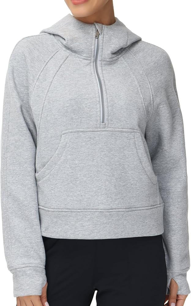 THE GYM PEOPLE Womens' Hoodies Half Zip Long Sleeve Fleece Crop Pullover Sweatshirts with Pockets... | Amazon (US)