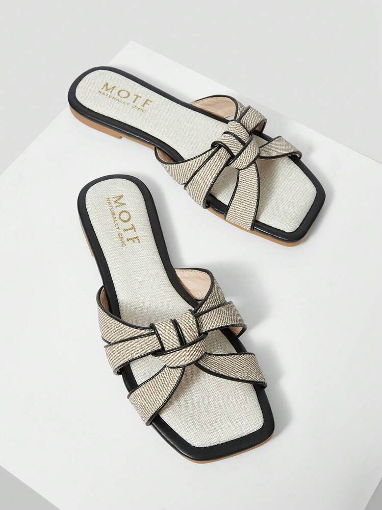 MOTF PREMIUM SQUARE TOE SIMPLE AND COMFORTABLE WOMEN FLAT SANDALS, FOR NEW YEAR HOLIDAY, SPRING SHOES SPRING BREAK EASTER | SHEIN