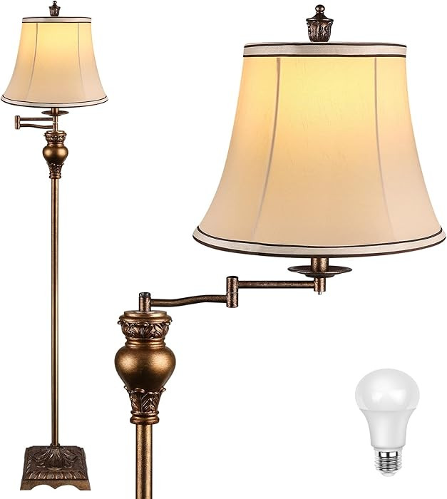 PARTPHONER Vintage Floor Lamps for Living Room,Traditional 350\u00b0 Adjustable Swing Arm Farmhou... | Amazon (US)