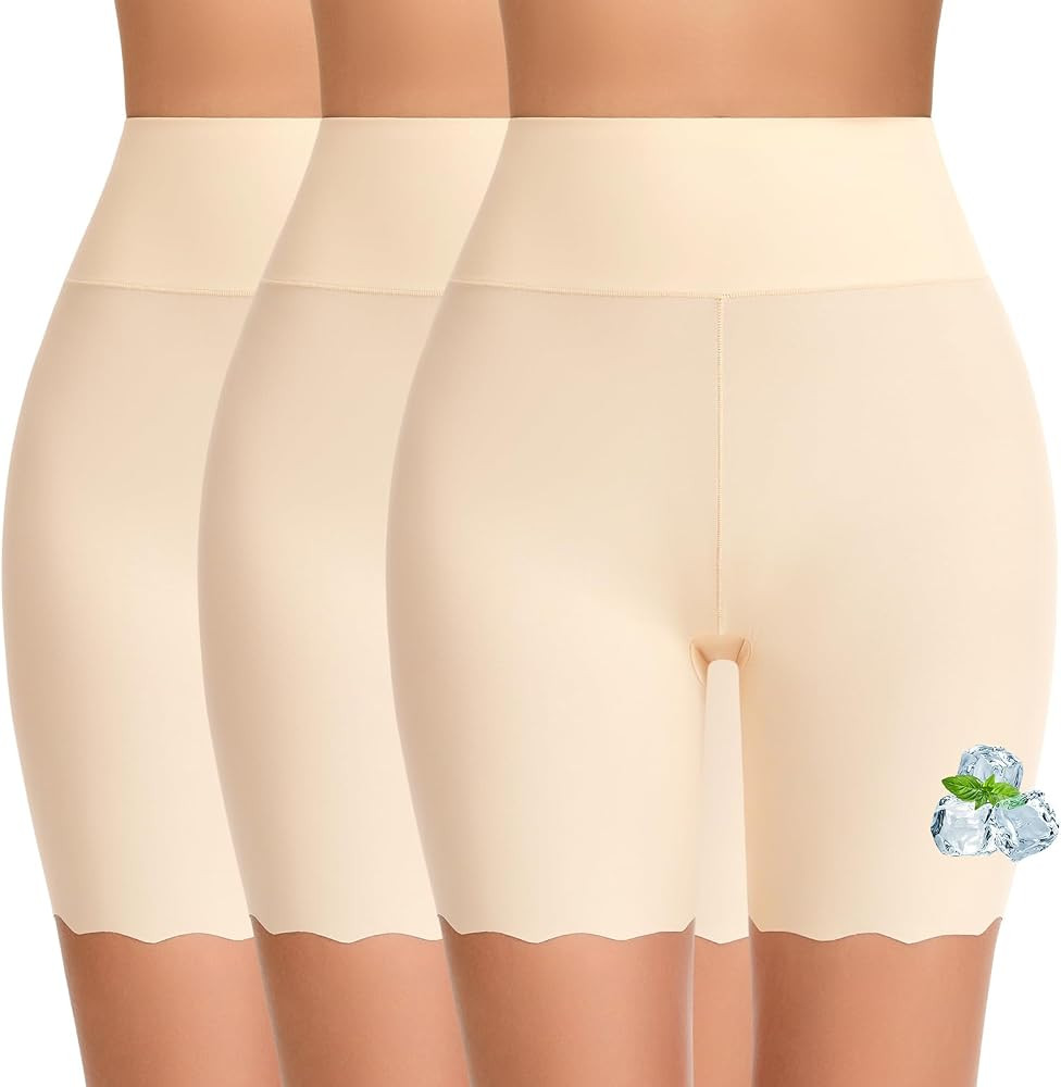 FRESBEIT Cooling Slip Shorts for Women Under Dress Anti Chafing Biker Short     High-Waisted seam... | Amazon (US)