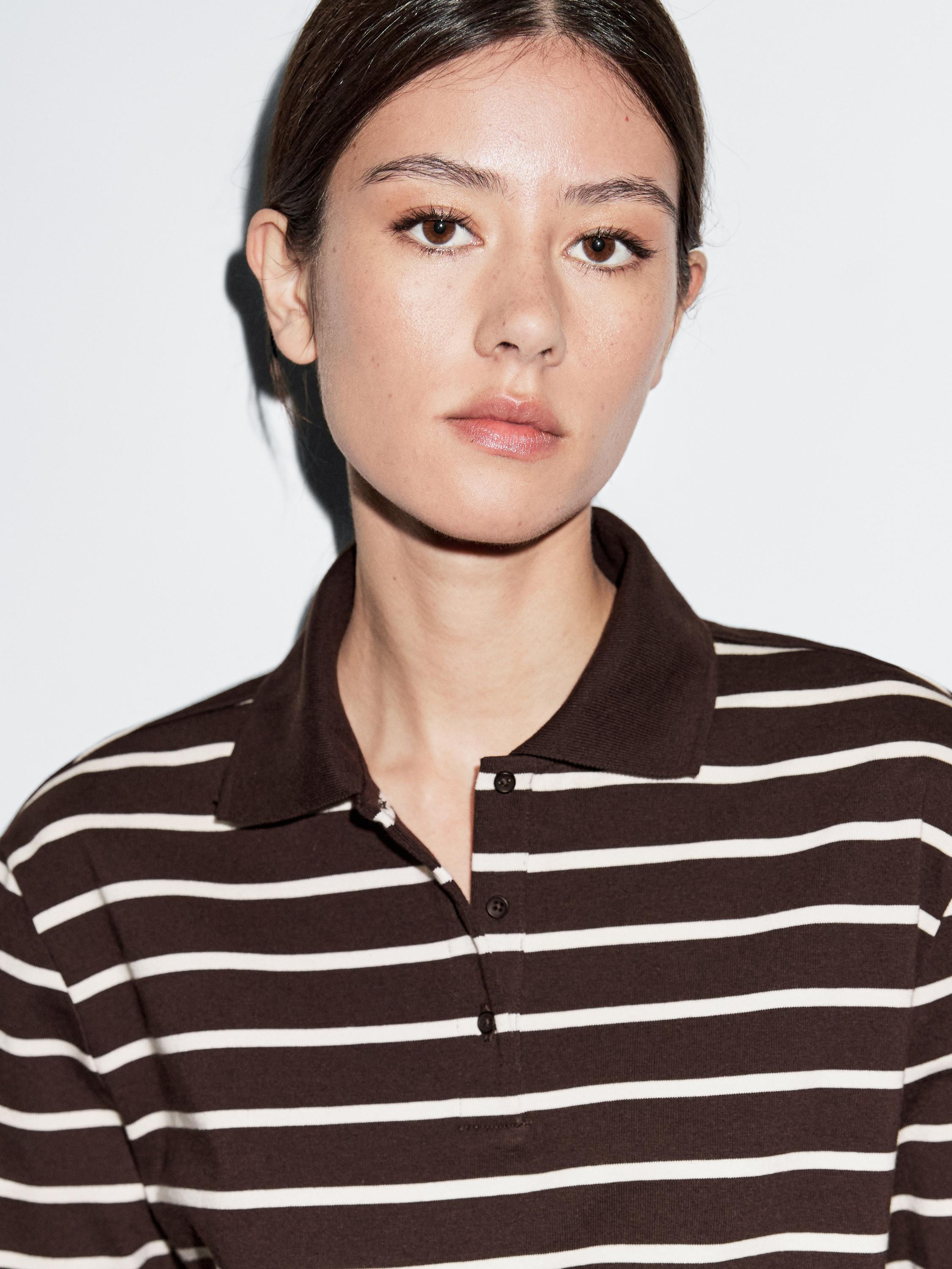 Striped cotton polo shirt | Massimo Dutti US