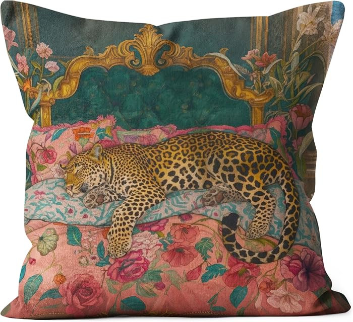Maximalist Funky Tiger Leopard Cheetah Pillow Covers 18x18, Eclectic Home Decor, Tropical Trendy Preppy Colorful Tiger Decorative Throw Pillow Covers Pillowcases for Living Room Bedroom | Amazon (US)
