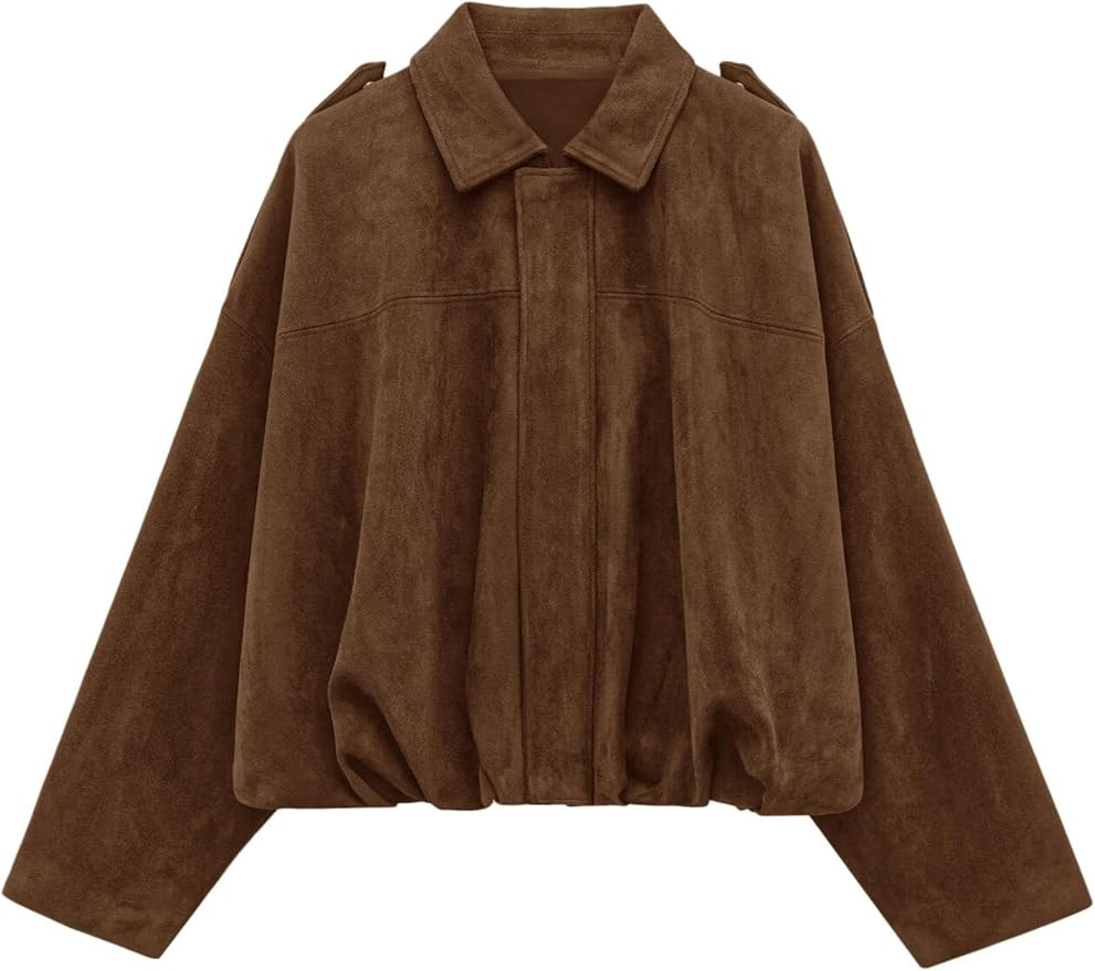 PRETTYGARDEN Women's Faux Suede Cropped Bomber Jacket | Amazon (US)